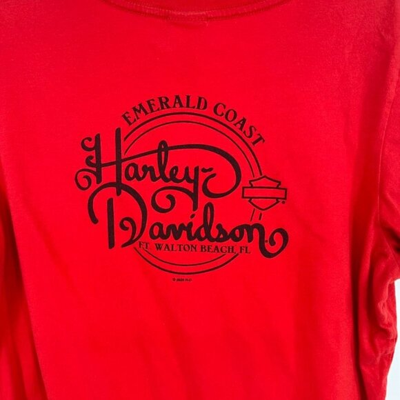 Harley Davidson Womens Red T Shirt embellished size XL Cotton Fort Walton Beach - Picture 9 of 9